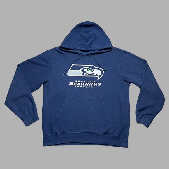Majestic 2014 Seattle Seahawks Blue Hoodie Mens Size M GUC - Picture 1 of 11